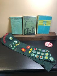 Vintage 1930-1940's Girl Scout Pins, Sash, Patches And Books