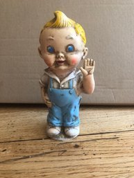 Vintage Rubber Squeaky Toy 7 Boy In Overalls