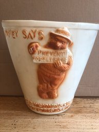 Smokey Bear Plastic Car Trash Barrel