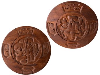 Pair Of Hand-Carved Central American Wooden Plates