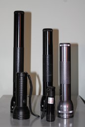 Group Of Five Flashlights Including Three Mag-lite's