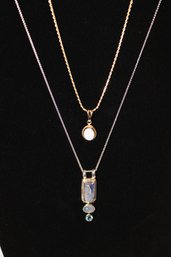 Lot Of 2 Necklaces .925 With Gems