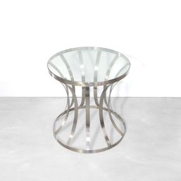 Chrome And Glass Double Ring Side Table