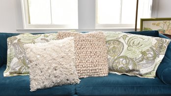 Grouping Of (4) Distinctive Styles Of Throw Pillows