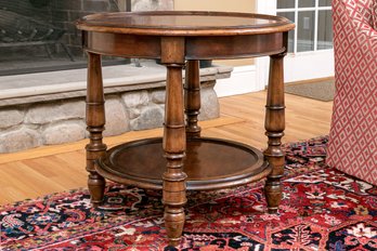 Miling Road Circular Table With Beveled Edges One Turned Legs With A Tier