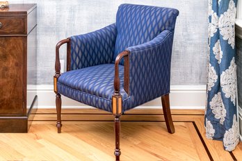 Custom Made Blue Upholstered Tub Chair, Probably Made By Southwood