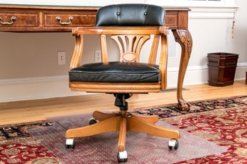 Northfield Metal Products, Wood And Leather Upholstered Desk Chair