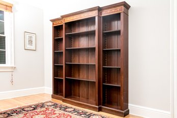 Georgian Style Large Satinwood Inlaid Mahogany Bookshelf