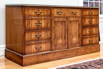 Leather Inlaid Desk/ Electronics Cabinet