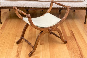 Vintage Neoclassical X Bench In Solid Fruitwood