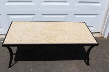 Polished Granite Coffee Table - Black Metal Table (Shipping NOT Available)