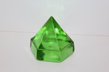 Vintage Green Glass Nautical Ship Deck Pyramid - Paperweight