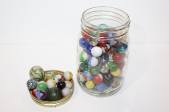 Jar Of Vintage Glass Marbles