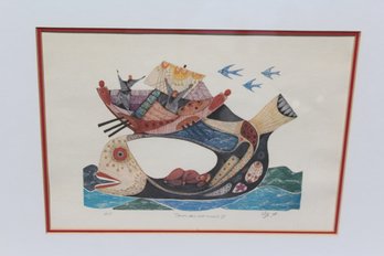 Well-Known Judiac Artist Amram Ebgi - Jonah And The Whale II - Artist Proof (pick-up Only)
