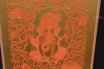 Contemporary Exquisite Lord Ganesha Papercut - Framed With UV Glass (Pick-up Only Item)