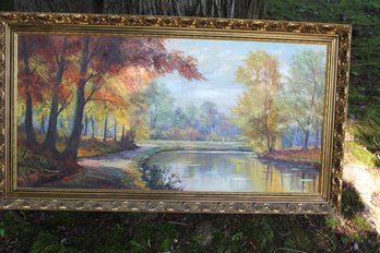 Large Original Oil -signed A. Ritter - Lovely Autumn Landscape