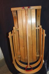 Children Wooden Sled With Handle - Made In Canada