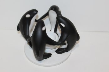 Penco Circle Of Friends - Votive/tea Light Candle Holder - Group Of Orcas Rare!