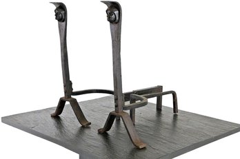 Antique Pair Of Andirons With Monk Faces