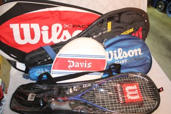 Squash Racket & Balls - Assorted Tennis Racket Covers - Wilson