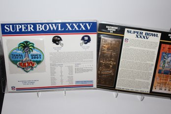 Super Bowl XXXV (2001) Ravens Win Over Giants Replica Patch & Ticket