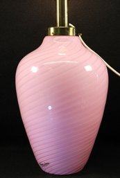 Mid Century Modern Handcrafted Pink Italian Glass Table Lamp Made By Casa Luce For Scandinavian Gallery