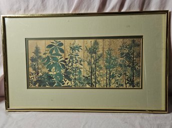 Lovely Asian Print Of Fauna With Gold Frame