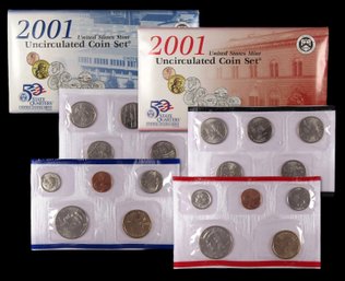 2001 Uncirculated Coin Set U.S Mint Philadelphia & Denver Original Government Packaging