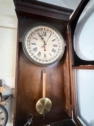 C 1880-1900 Regulator School Clock- Mission Oak Rectangular