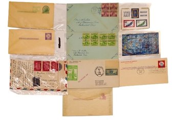 Mix Lot Of Vintage Stamps, Postcards, And Envelopes