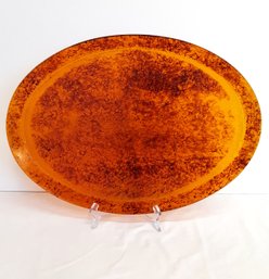 Vintage MCM 1970s Faux Tortoiseshell Acrylic Oval Serving Tray Centerpiece  Italy