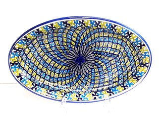 Beautiful Hand Painted Tuscan Pottery Oval Serving Platter - Italy