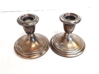 Vintage Pair Of Gorham Weighted Sterling Silver 661 Candlestick Holders