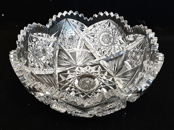 Lovely Brilliant Cut Lead Crystal Bowl With Sawtooth Scalloped Rim