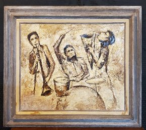 Signed Dan Lutz Painting Of Musicians ~ 32' X 27'