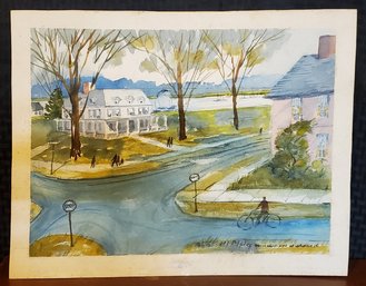 Watercolor Painting Signed A. Lassell Ripley ~ Thomas Wells House Weathersfield CT