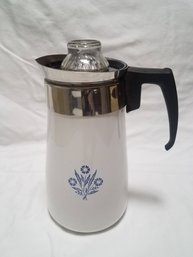 Vintage 1960s Corning Ware 9-cup Percolator With Blue Corn Flower Mark
