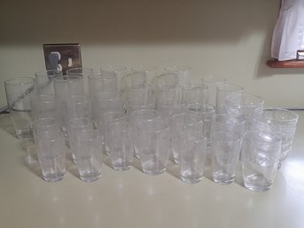 Large Set Vintage Etched Crystal Glasses