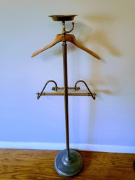 Antique Brass And Wood Valet