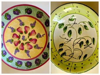 Two Handpainted Ceramic Platters From Italy And Portugal