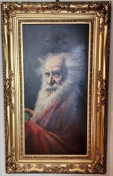 Oil On Canvas, Bearded Man In Red Robe, Signed R. Lanri