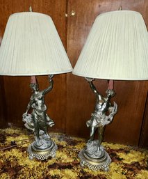 Pair Of  Louis Moreau Classical Figure Table Lamps
