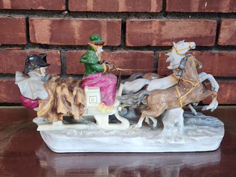 French Porcelain Figural Grouping Of Winter Sleigh Ride (as-is)
