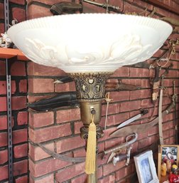 Antique Brass Floor Lamp On Marble Base - Daffodil Shade