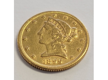 1899 S Liberty Head $5 Gold Coin (No Motto Above Eagle)