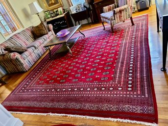 Red/white Hand-knotted Pakistani Bokhara Rug