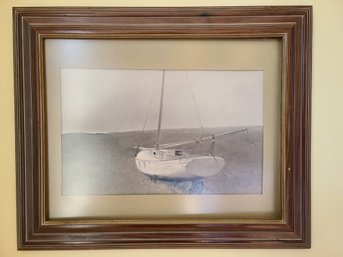 'Below Dover Sailboat By Andrew Wyeth Sailboat Watercolor, Unsigned/Print?