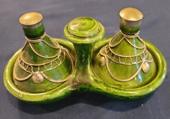 Vintage Ceramic Salt & Pepper Shakers From Morocco