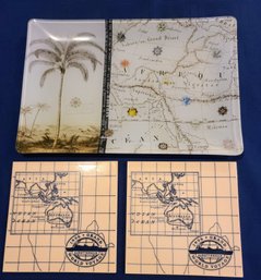 Pair Of Delft Tiles And Map Of Africa Tray