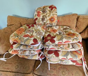 Nine Floral Seat Cushions With Ties